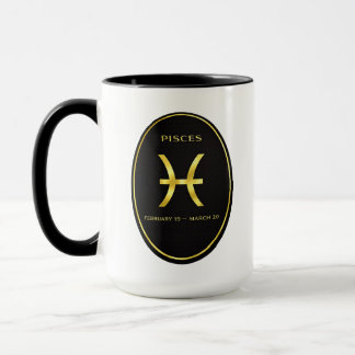 Pisces Zodiac Gold Oval Emblem Mug | Luxury Astrol