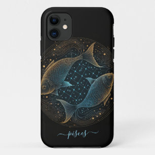 Pisces zodiac noir et or Coque-Mate coque iphone