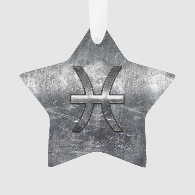 Pisces Zodiac Se connecter en grunge style acier (devant)