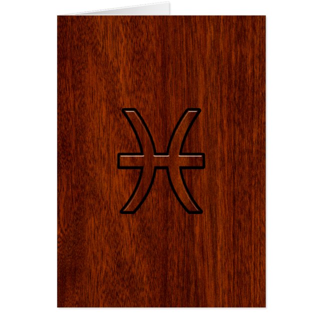 Pisces Zodiac Sign in Mahogany Wood Style (Devant)