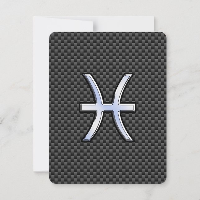 Pisces Zodiac Sign on Carbon Fibre Print (Devant)
