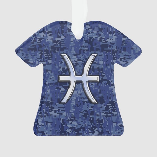 Pisces Zodiac Sign on Navy Blue Digital Camouflage (devant)
