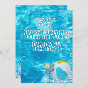 Piscine 50e anniversaire Invitation de fête