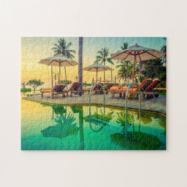 Piscine à Sunset Jigsaw Puzzle (Horizontal)