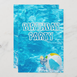 Piscine Anniversaire Invitation