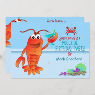 PISCINE ANNIVERSAIRE INVITATION À LA FÊTE -Homard/
