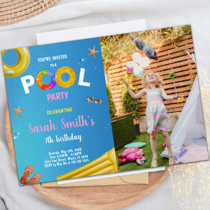 Piscine Bleue Jaune Invitations Anniversaire avec