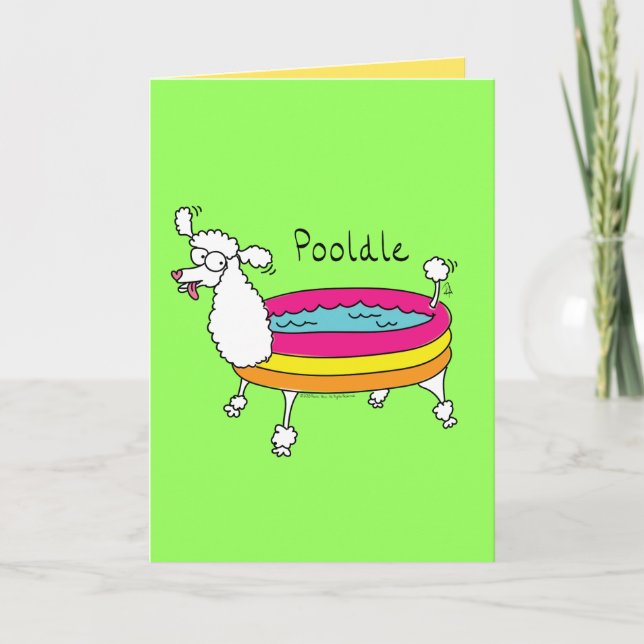 Piscine de caniche mignonne Carte de voeux été Poo (Devant)