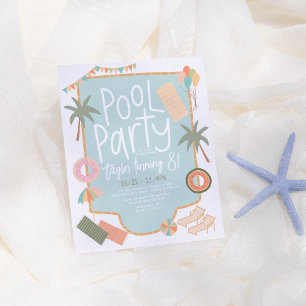 Piscine d'été à budget tiré à la main Anniversaire