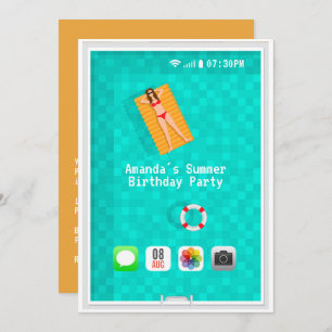 Piscine d'été Invitation de fête d'anniversaire