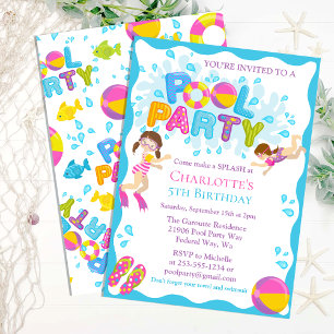 Piscine d'été Invitation de fête d'anniversaire