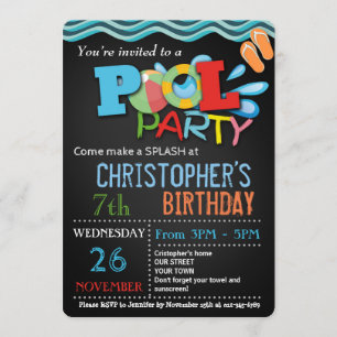 PISCINE D'ÉTÉ INVITATION PISCINE ANNIVERSAIRE