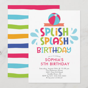 Piscine d'été Splish Splash Invitation d'anniversa