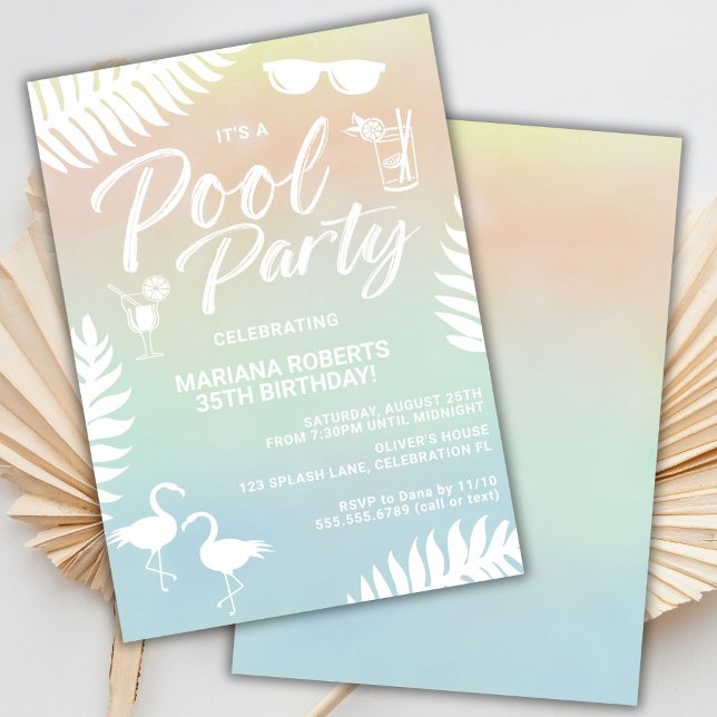 Piscine fêtes été fête d'anniversaire Invitation (Créateur téléchargé)