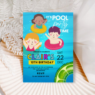 Piscine Invitations d'anniversaire Piscine Tie Dye