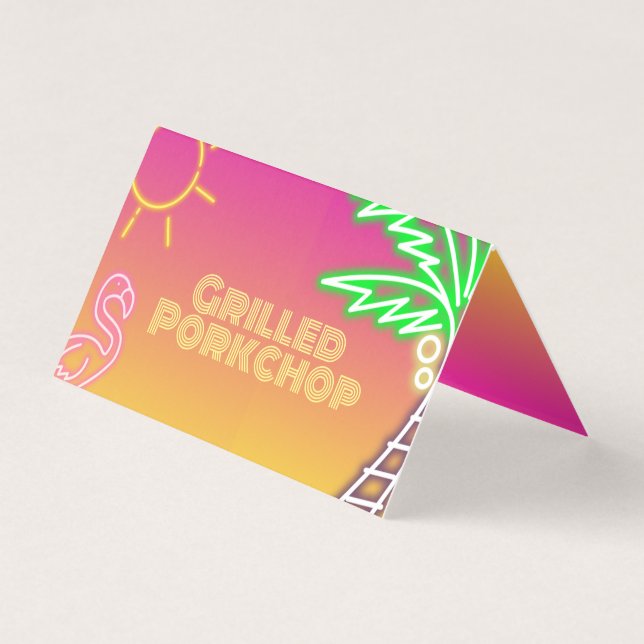 Piscine Pink Yellow Étiquette Carte de tente (Front)