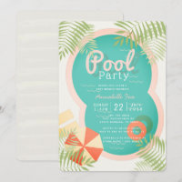 Piscine tropicale Baby shower beige Invitation