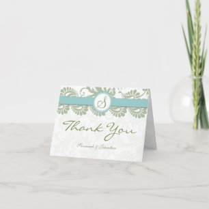 Pistachio Clover Aqua Damask Merci