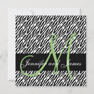 Pistachio Monogramme Zebra Imprimer Faire-part de