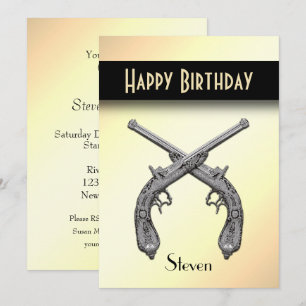 Pistols croisés Invitation de fête d'anniversaire