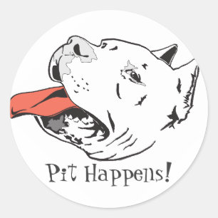 Pit Happy Funny Pit Bull Stickers ronds