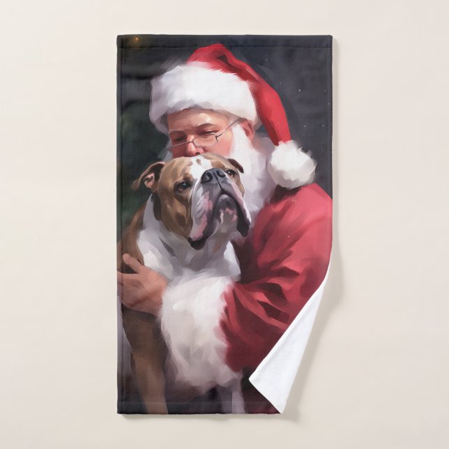 Pitbull avec Noël Festif du Père Noël (Serviette à main)