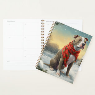 Pitbull Chien dans Noël de neige