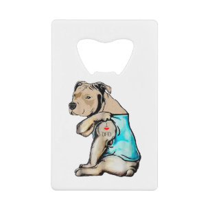 Pitbull Chien I Love Papa Tattoo drôle Famille