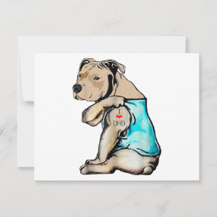 Pitbull Chien I Love Papa Tattoo drôle Famille