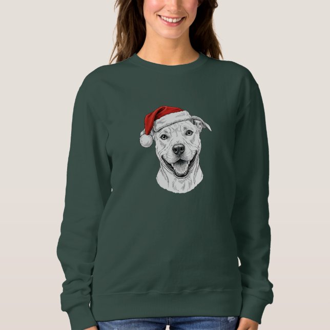 Pitbull Christmas Sweatshirt – Cute Santa Pitbull (Devant)