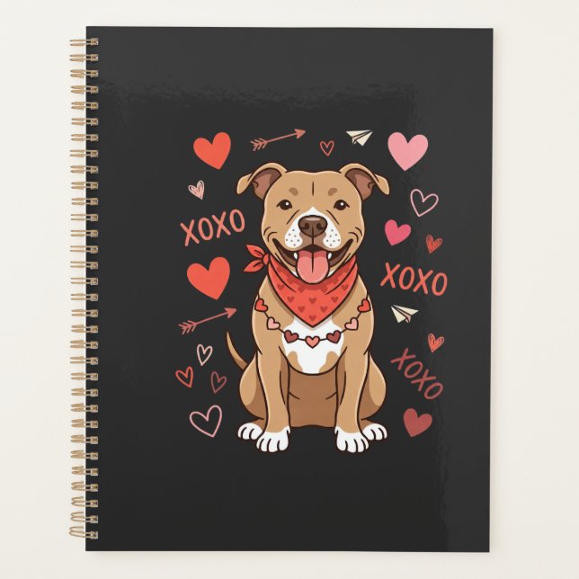 Pitbull de la Saint-Valentin XOXO Design d'amour (Devant)