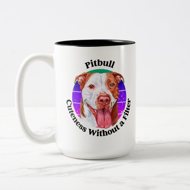Pitbull drôle de citation Mug de café à deux tons (Gauche)
