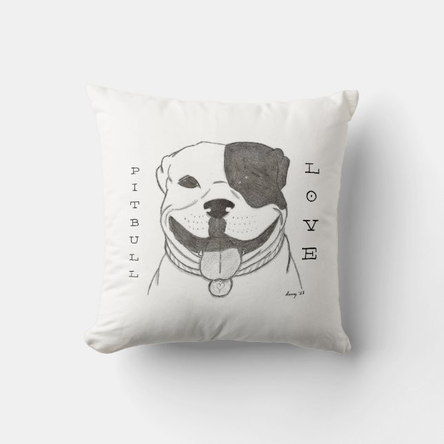 Pitbull Love Coussin - Pitbull Love Grey (Recto)