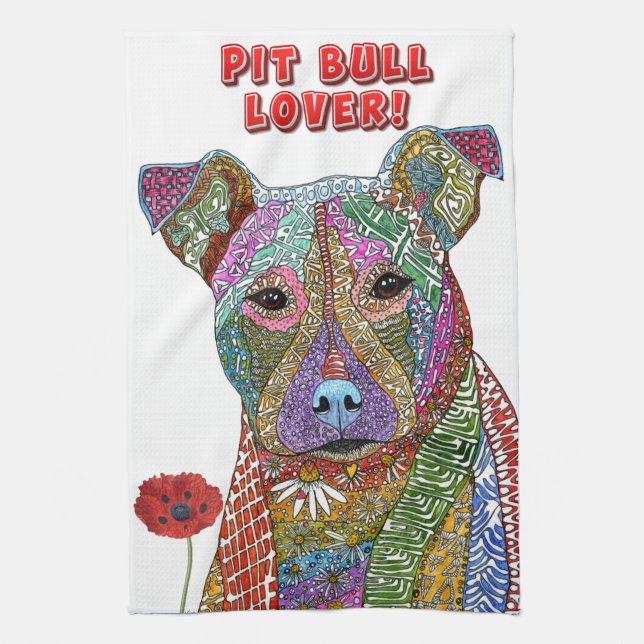 Pitbull Serviette de cuisine pour chien de race mi (Vertical)