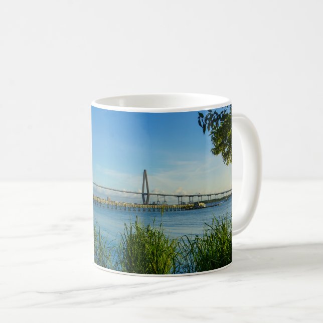 Pittoresque Arthur Ravenel Bridge Café Mug (Devant droit)