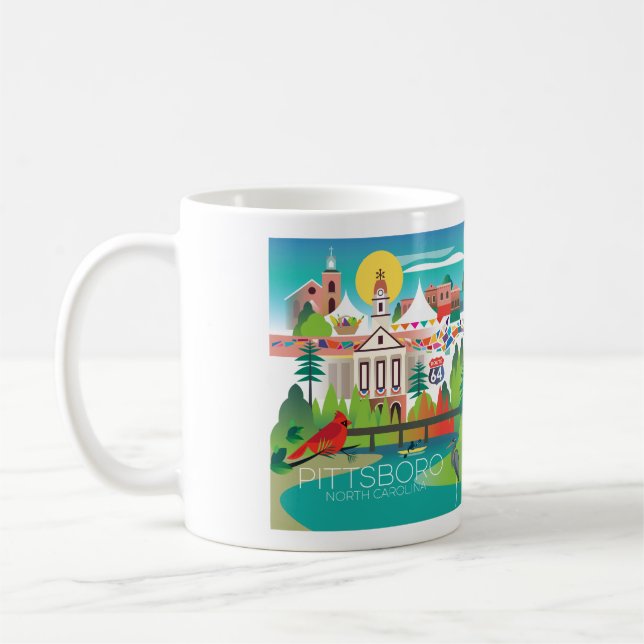 Pittsboro, Caroline du Nord 11oz ou 15oz Mug (Gauche)