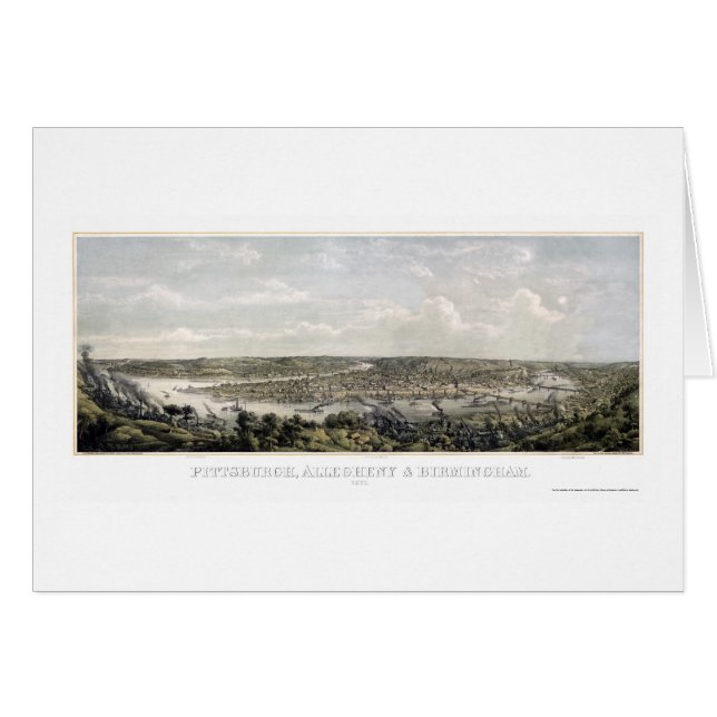 Pittsburgh, carte panoramique de PA - 1871 (Devant horizontal)