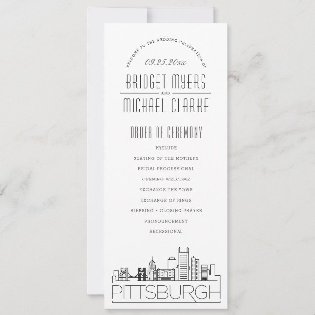 Pittsburgh | Programme Moderne de Mariage Déco (Devant)