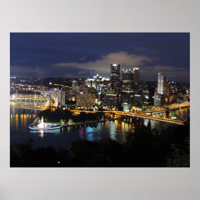 Pittsburgh Skyline sur Dusk Poster (Devant)