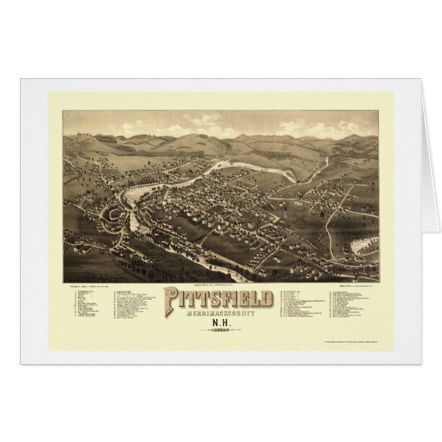 Pittsfield, carte panoramique de NH - 1884 (Devant horizontal)