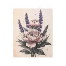 Pivoine Élégante & Prin Métal Lavande