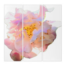 Pivoine rose aquarelle Art mural triptyque en 3 pi
