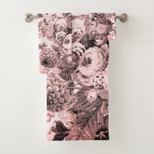 Pivoine rose blanche noire Toile floral vintage de