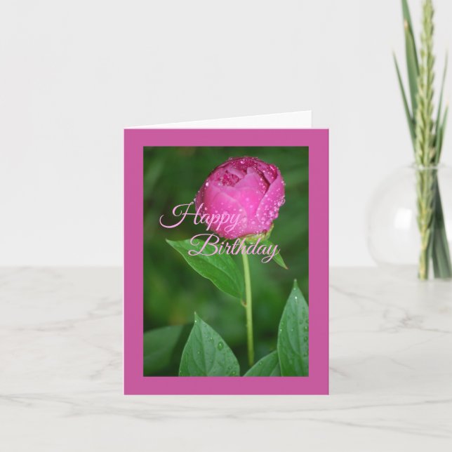 Pivoine rose - Carte de Joyeux Anniversaire (Devant)