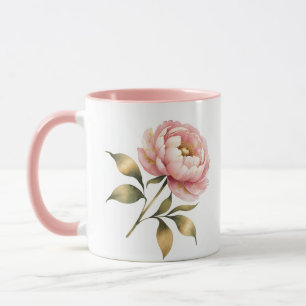 Pivoine Rose Pâle Mug Élégant à Aquarelle