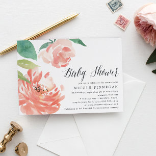 Pivoine Rougeoyante   Invitation à une Baby Shower