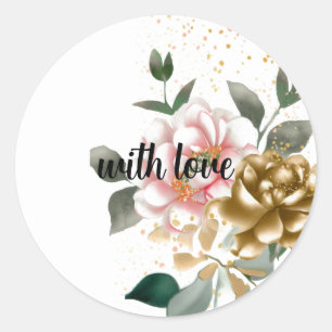 Pivoines à l'aquarelle Autocollant Rose Bronze Tac