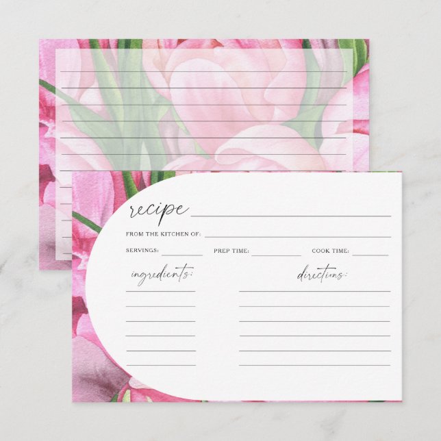 Pivoines aquarelle - recette de douche nuptiale (Devant / Derrière)