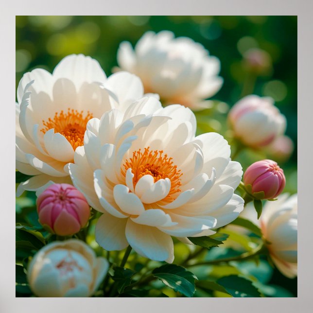 Pivoines Blanches en Fleurs Pour Décoration de Jar (Devant)