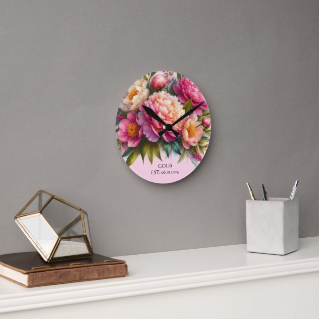 Pivoines en Fleurs Nouvelle Maison Horloge Murale  (Bureau)